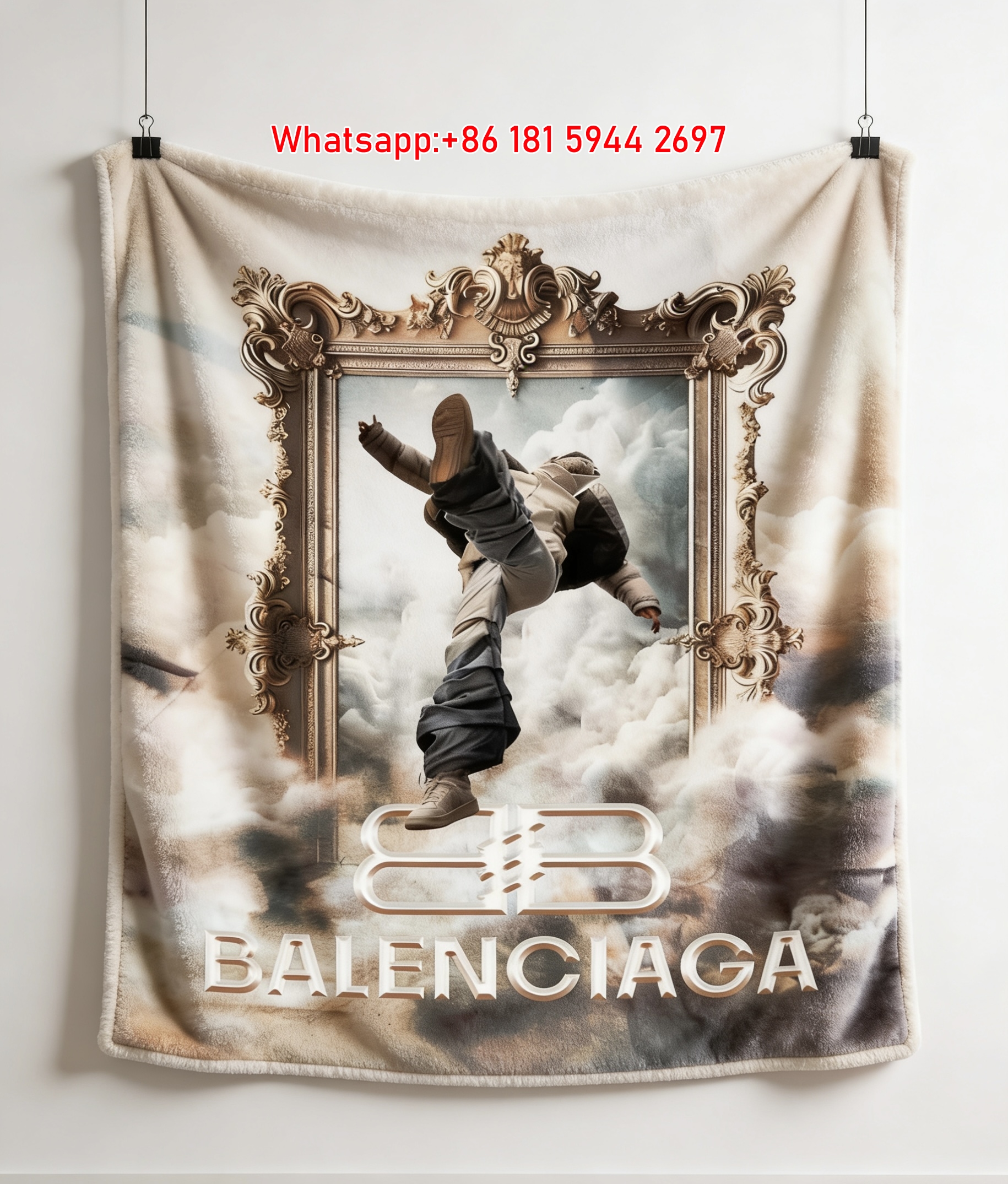 Balenciaga Cloud Frame Flannel Sofa Throw Blanket for Wall Decor BA075